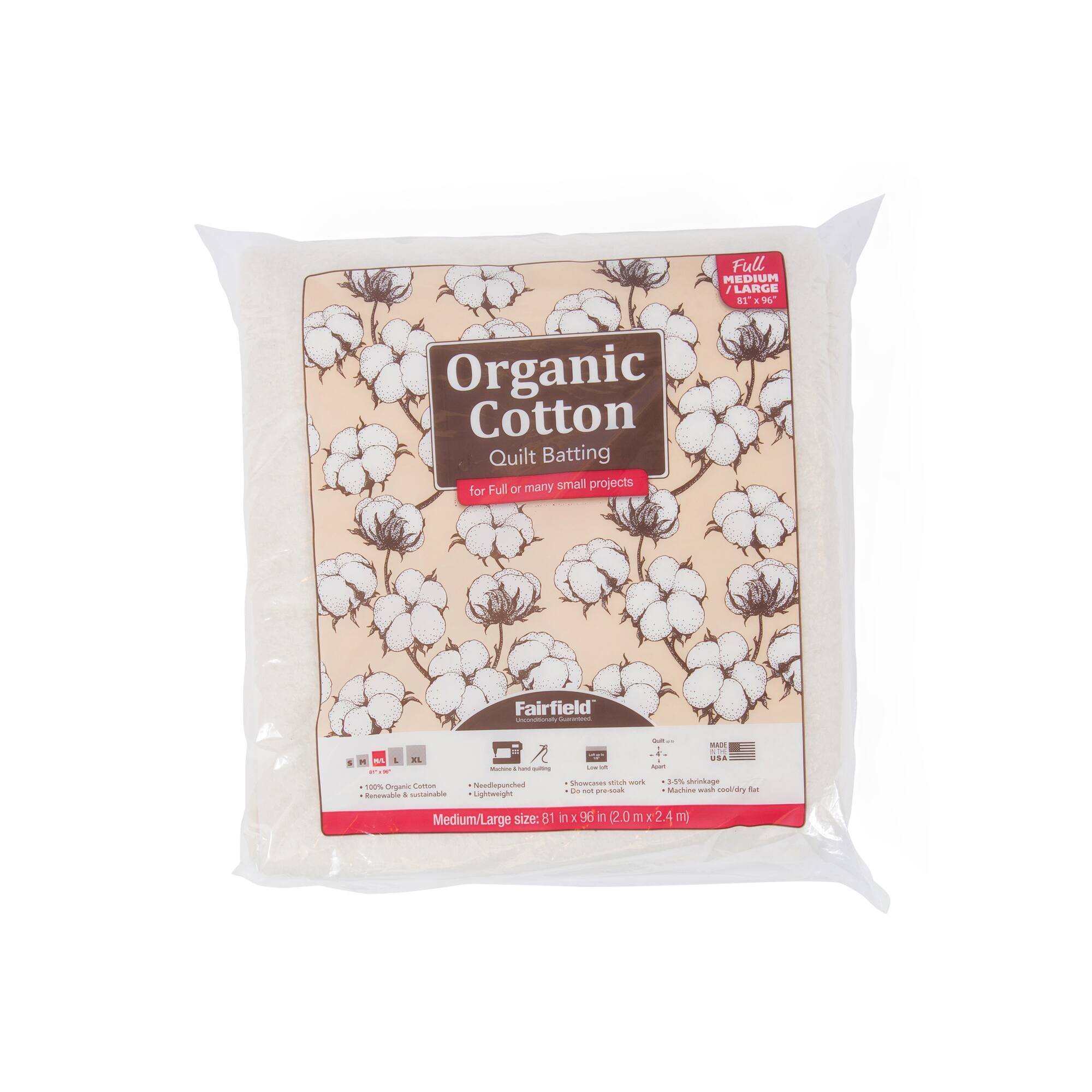 Fairfield™ Organic Cotton Quilt Batting, 81" x 96"